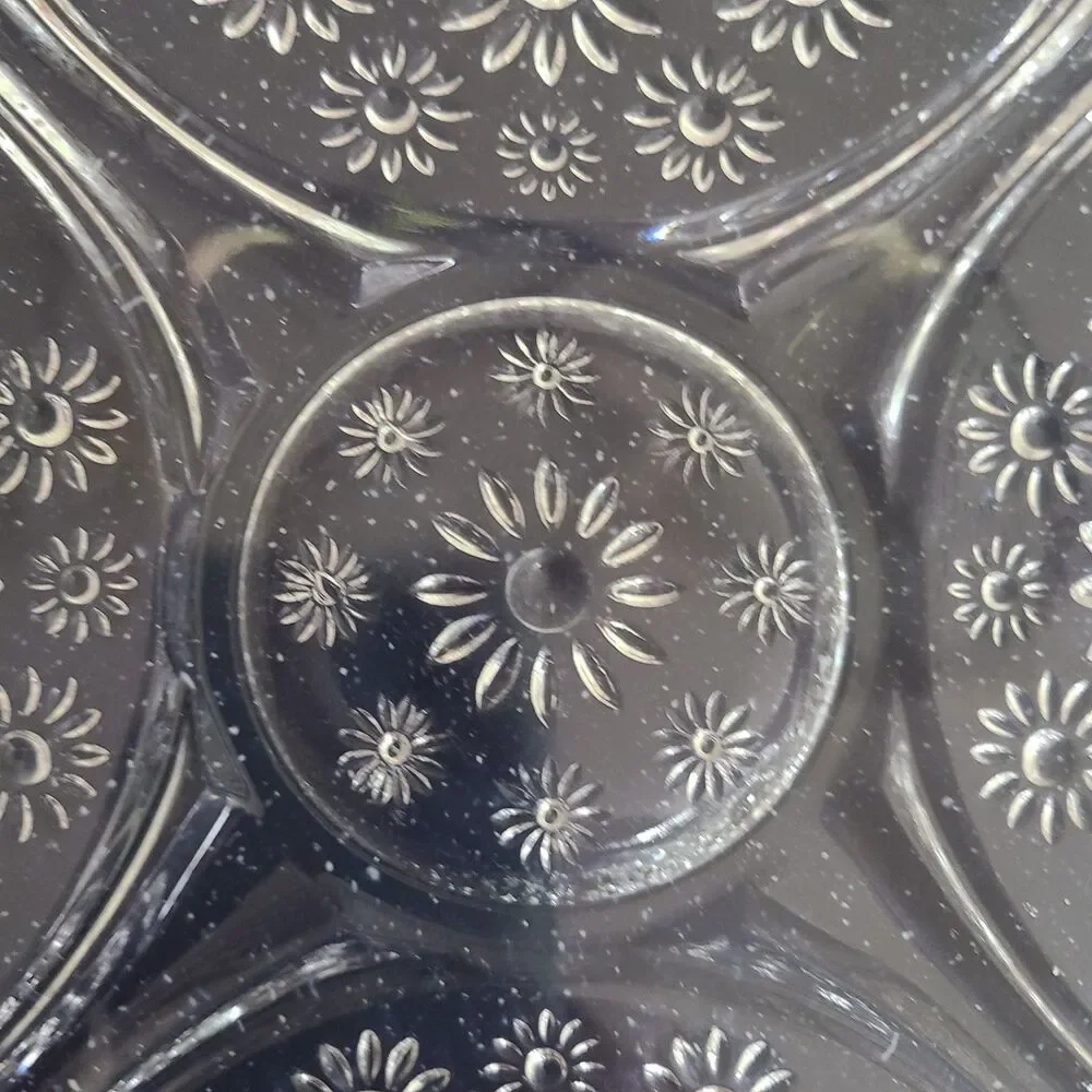 Vintage 1950s 1960s Pressed Patterned Glass Dishes Starburst Floral Fruit Styles